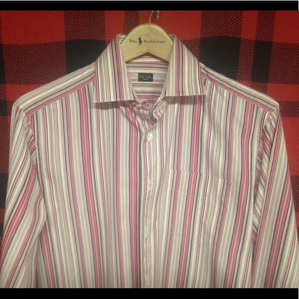 EUC Paul Smith designer pink striped shirt Sz M